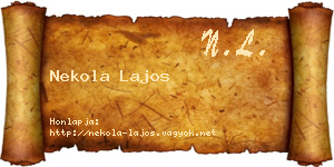 Nekola Lajos névjegykártya